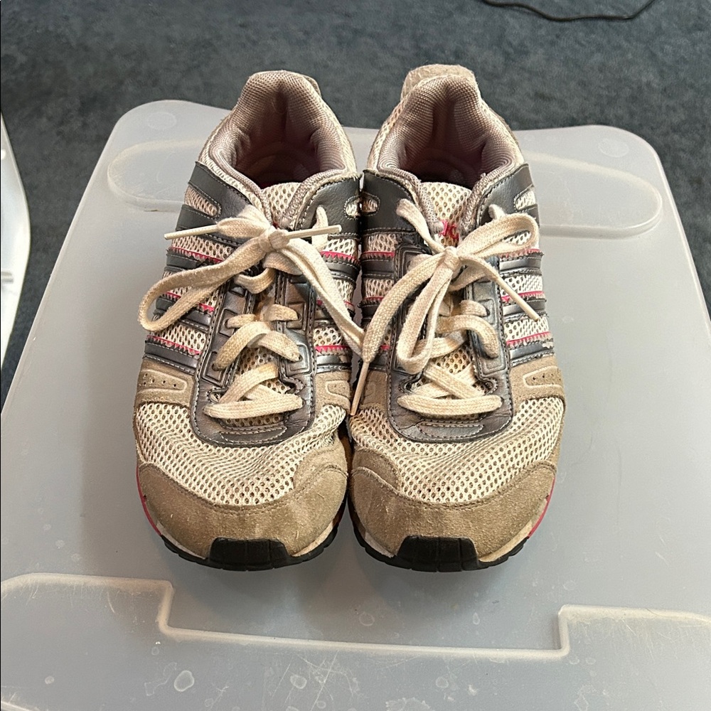adidas Beige and Gray Athletic Shoes